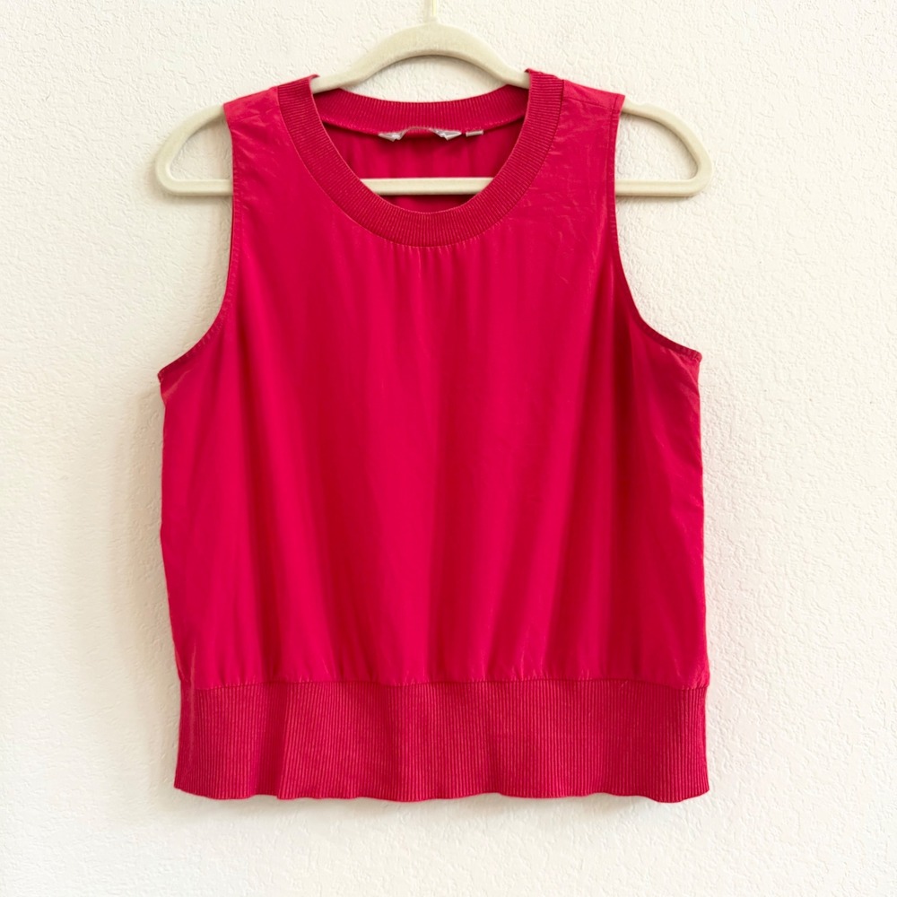 Athleta Womens Medium Red Sleeveless Ribbed Hem Tank Top Shor